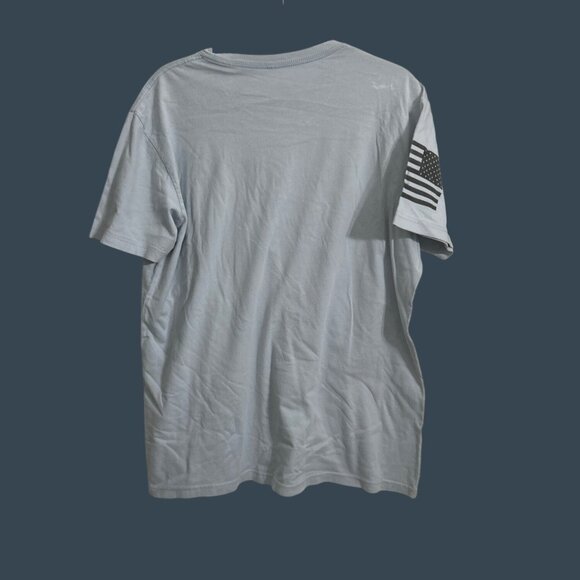 Grunt Style Mens Tactical T-Shirt With American Flag Sleeve Graphic Light Gray - Picture 3 of 8